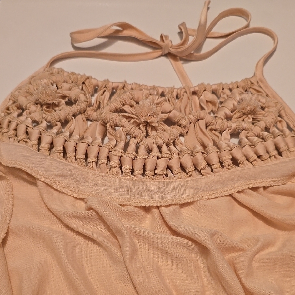 Express Coquette Boho Cream Halter Top M - Picture 4 of 5